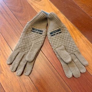Moschino Beige Textured Men's Gloves